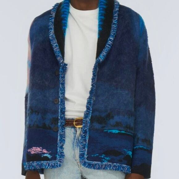 ALANUI: Men's Brushed Wool Blend Aurora Borealis Cardigan -M - Picture 10 of 10